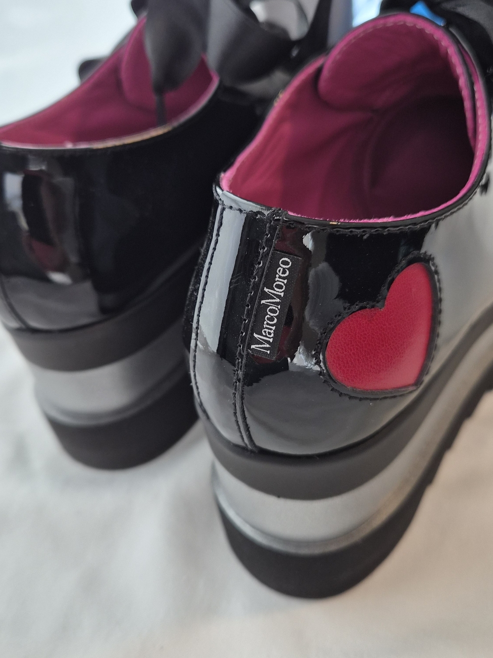 MARCO MOREO Black Patent Platform Oxfords with Accents - Picture 4 of 9